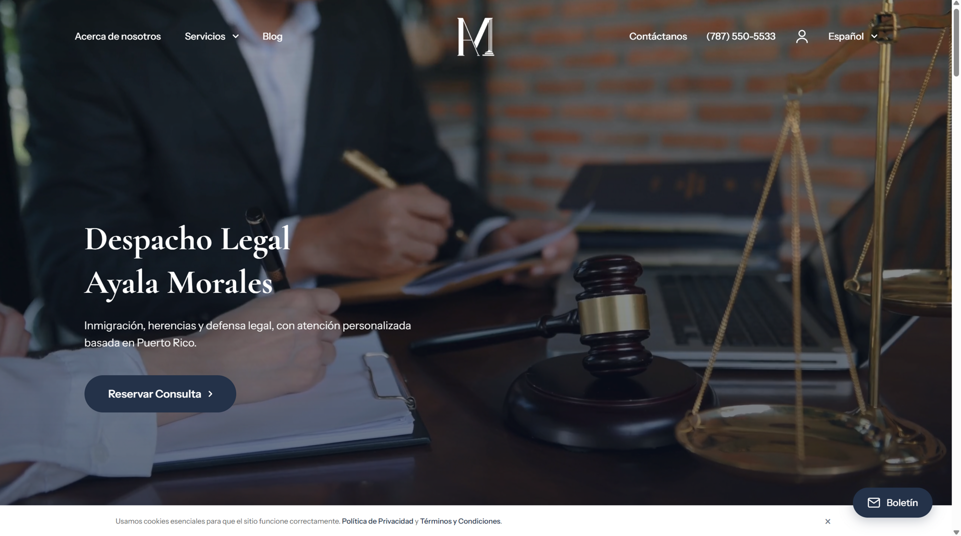 Ayala Law Firm, website hero